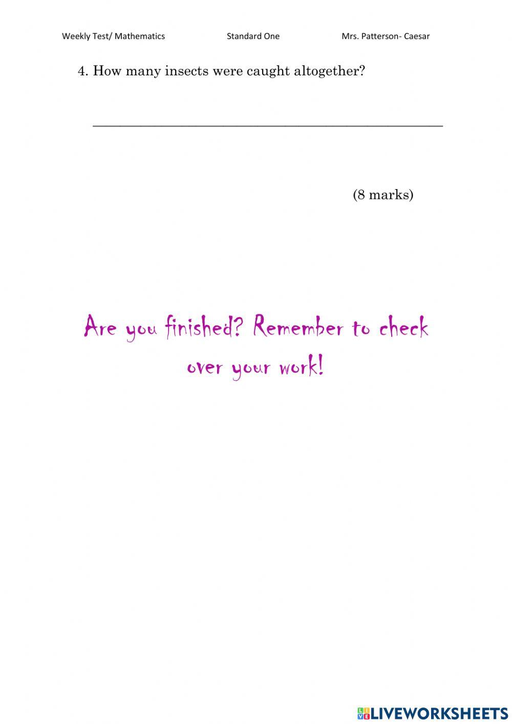 Math Weekly Test term 2 wk7 online exercise for | Live Worksheets