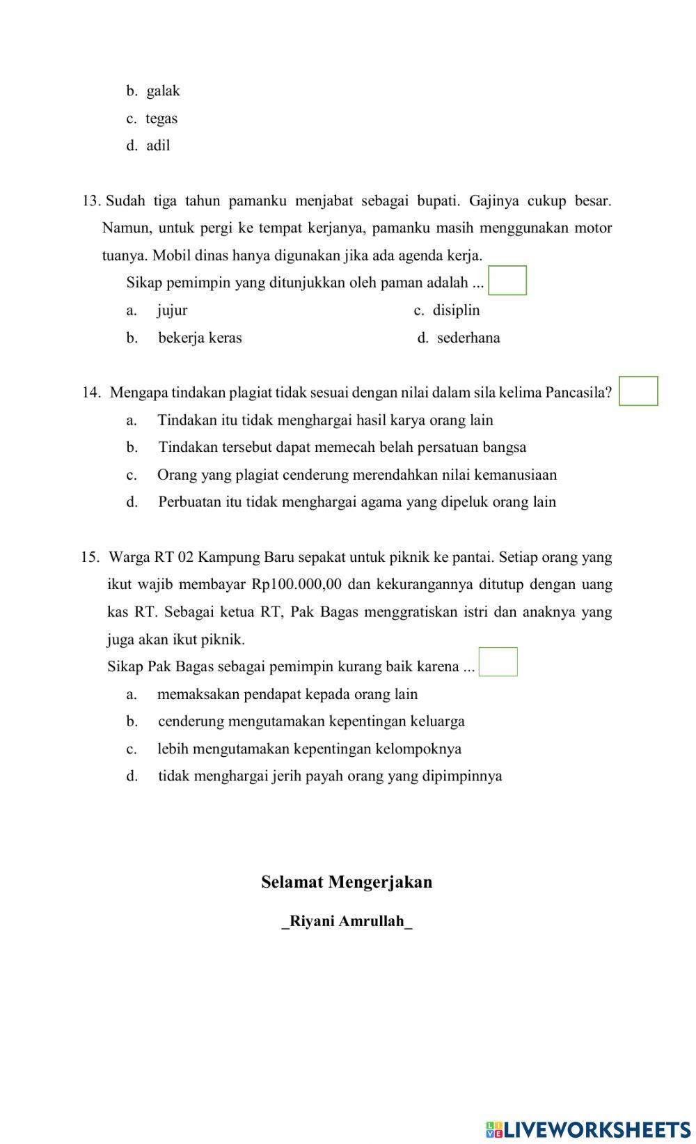 Evaluasi PKN Tema 7
