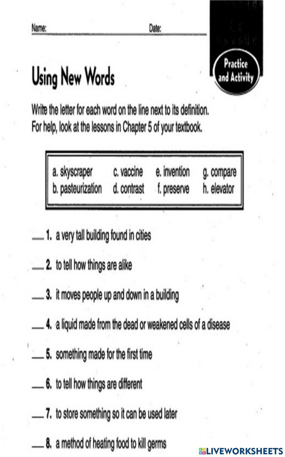 Inventions and Discovers Vocabulary