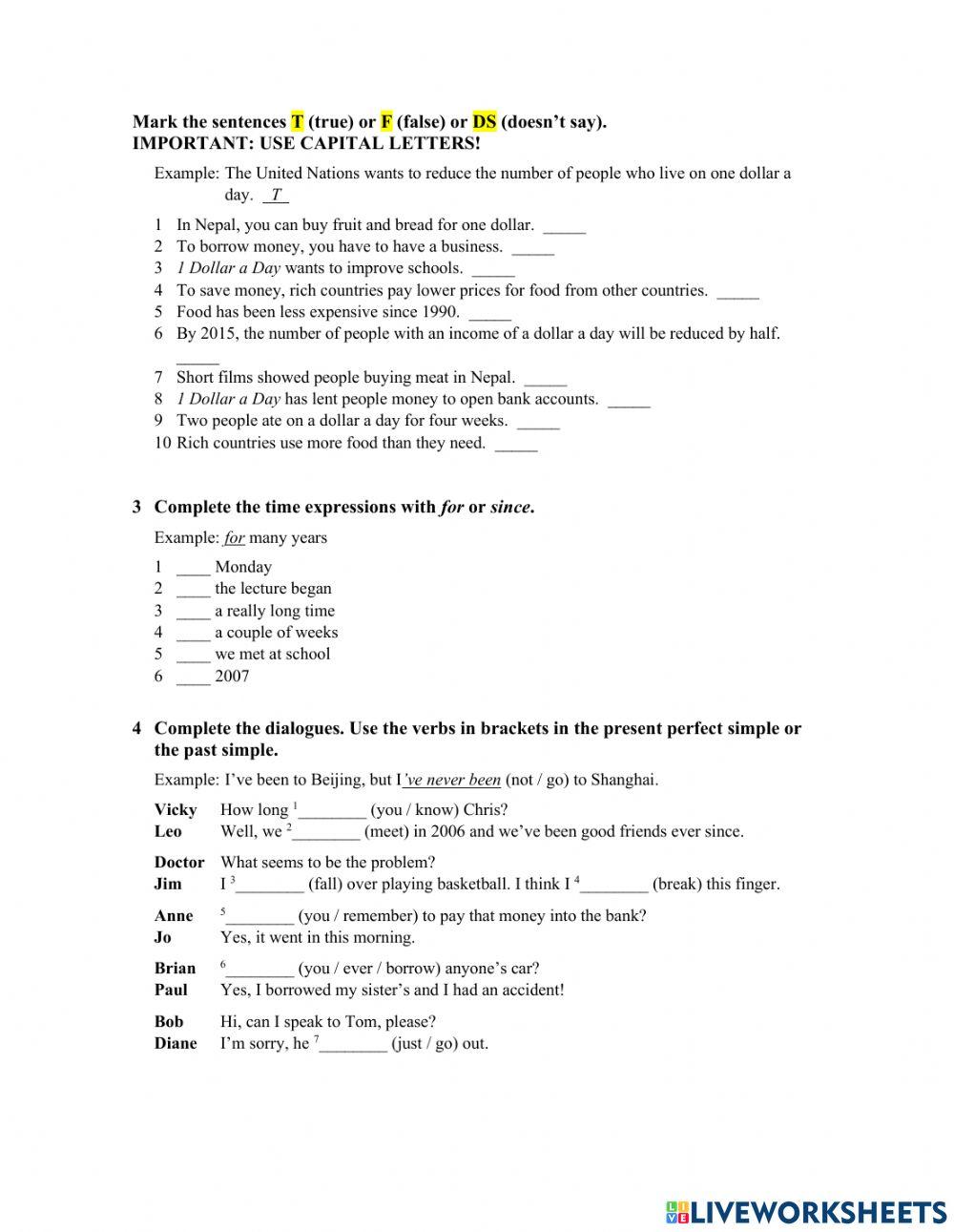 English V - Test 1 2A 2B