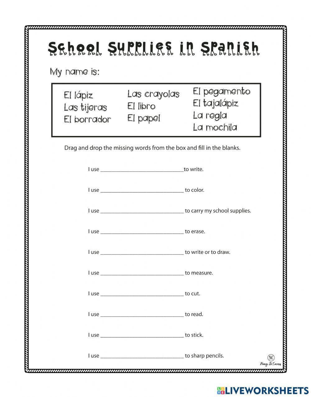 School supplies/ los útiles escolare…: English ESL worksheets pdf & doc