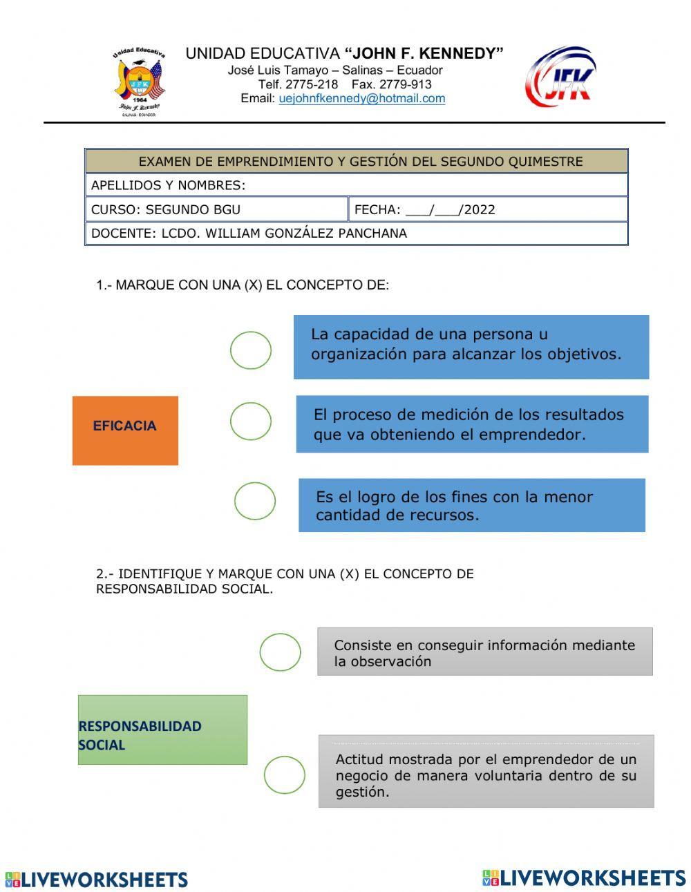 Examen de emprendimiento