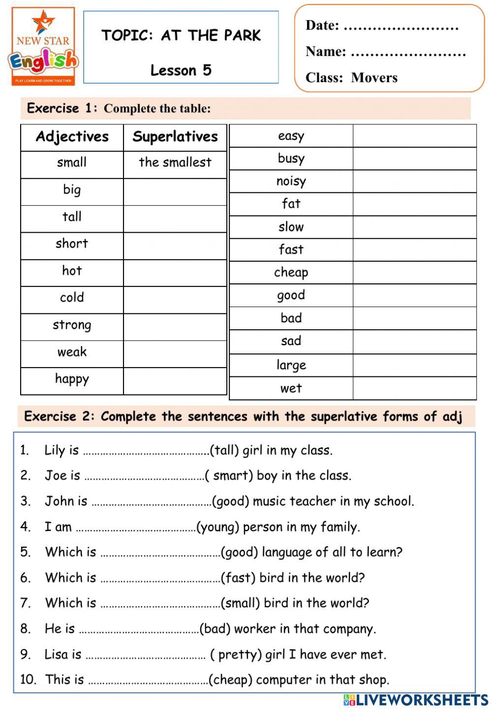 Movers- At the park- Lesson 5