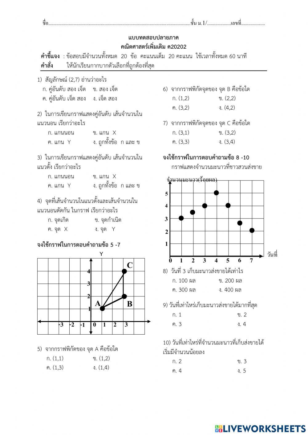 ข้อสอบปลายภาค