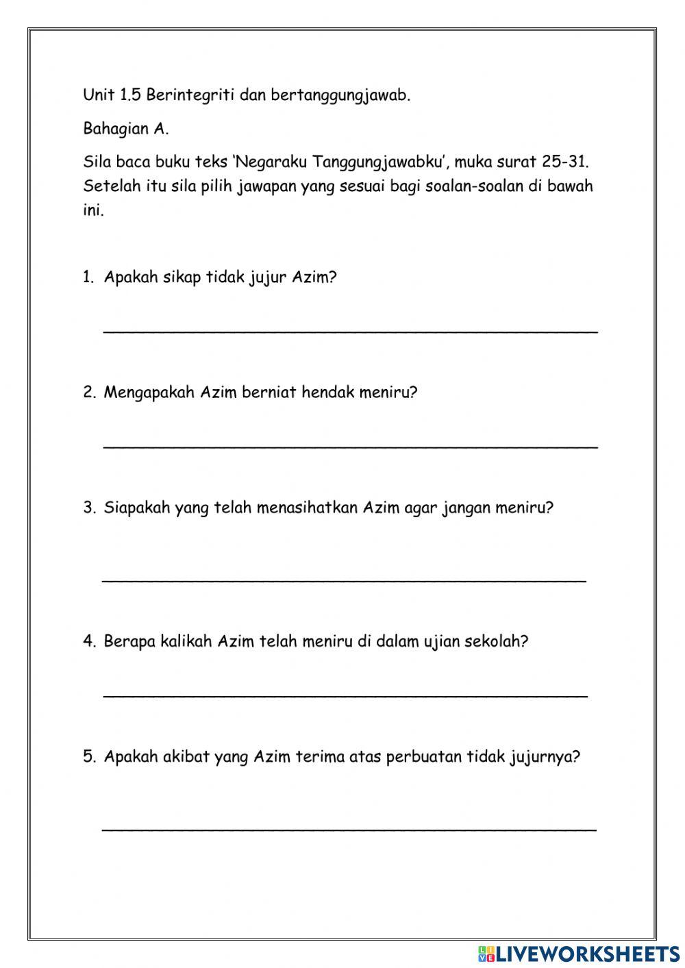 Berintegriti dan bertanggungjawab Berintegriti dan bertanggungjawab