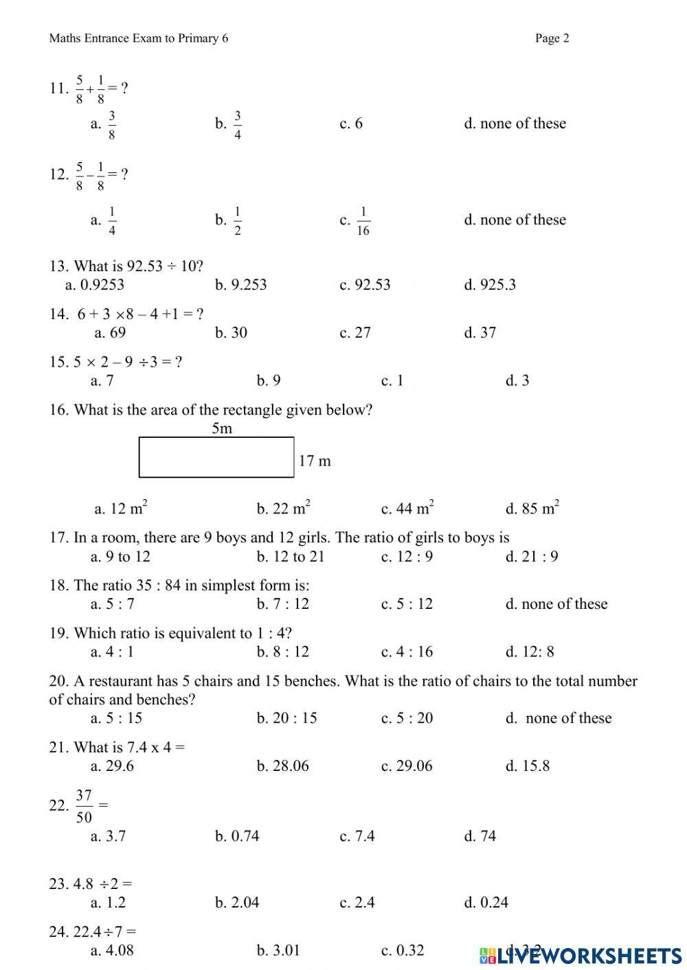 3550386 primary 6 entrance math test ep acn