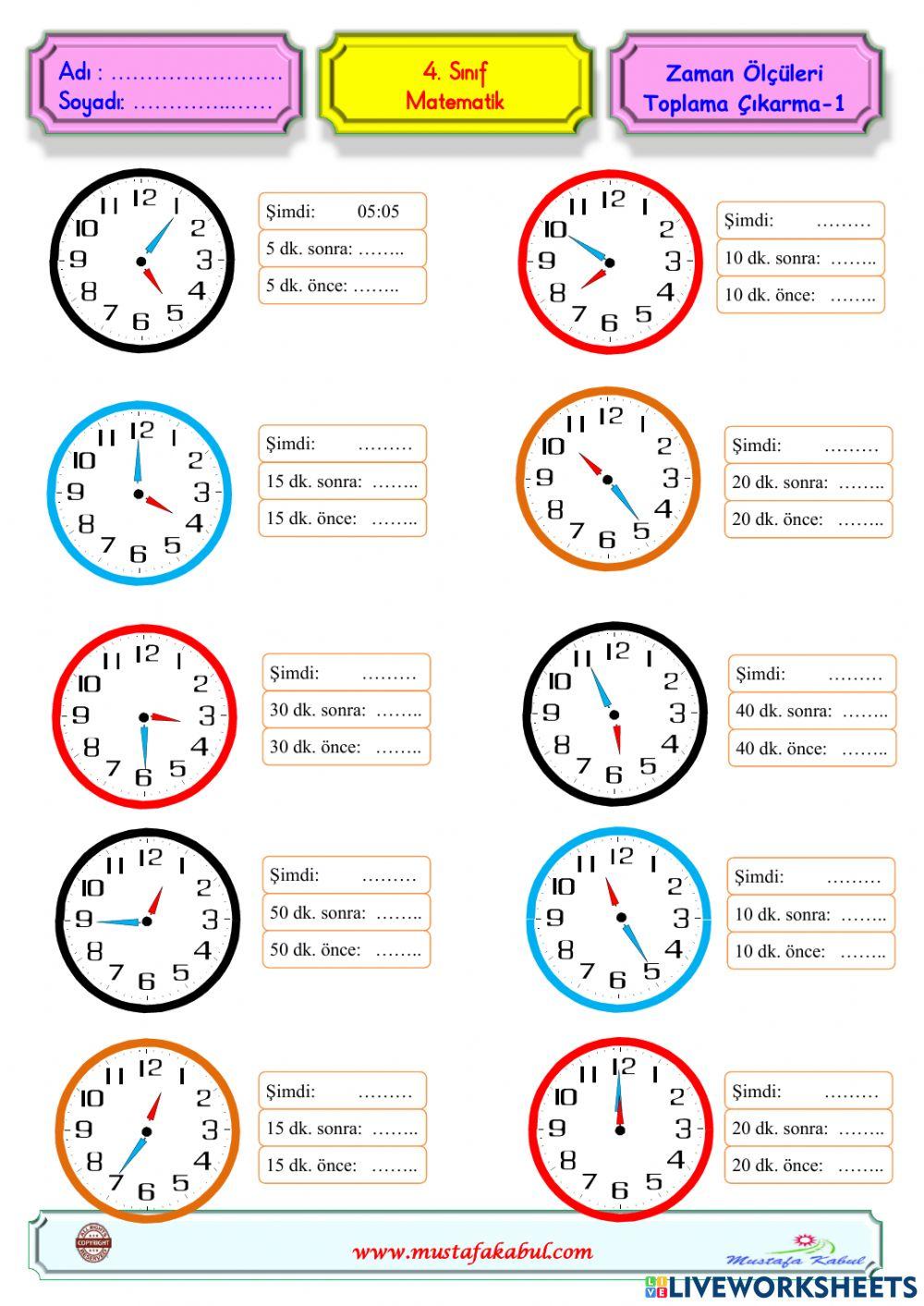 Saatler toplama çıkarma