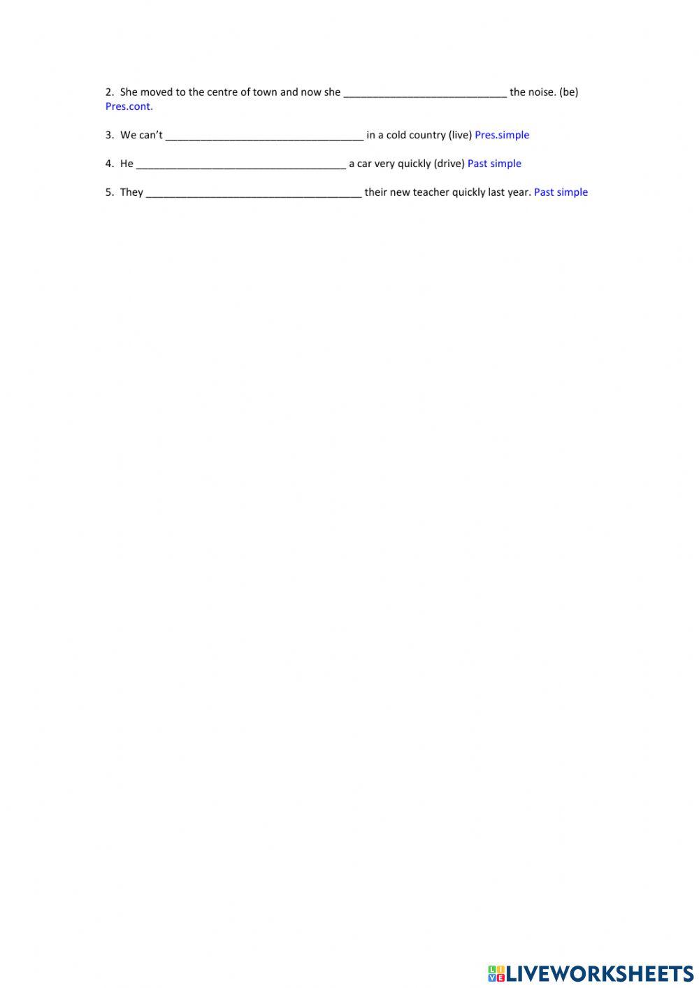 Review: Pres. Simple, Pres. Cont, Past Simple, Used to, Get used to, Be used to