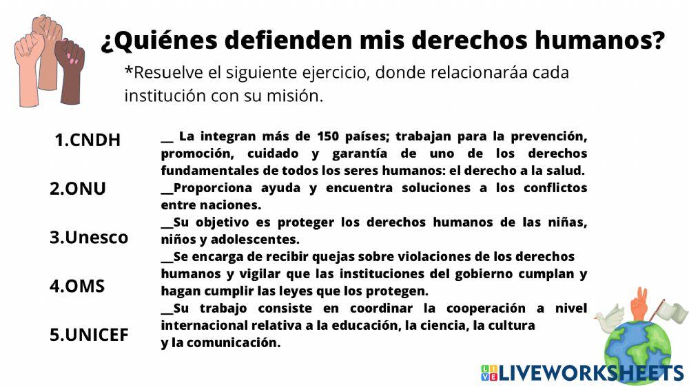 Quiénes defienden mis derechos humanos