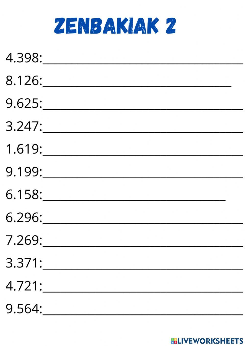Zenbakien izenak 1000-10000