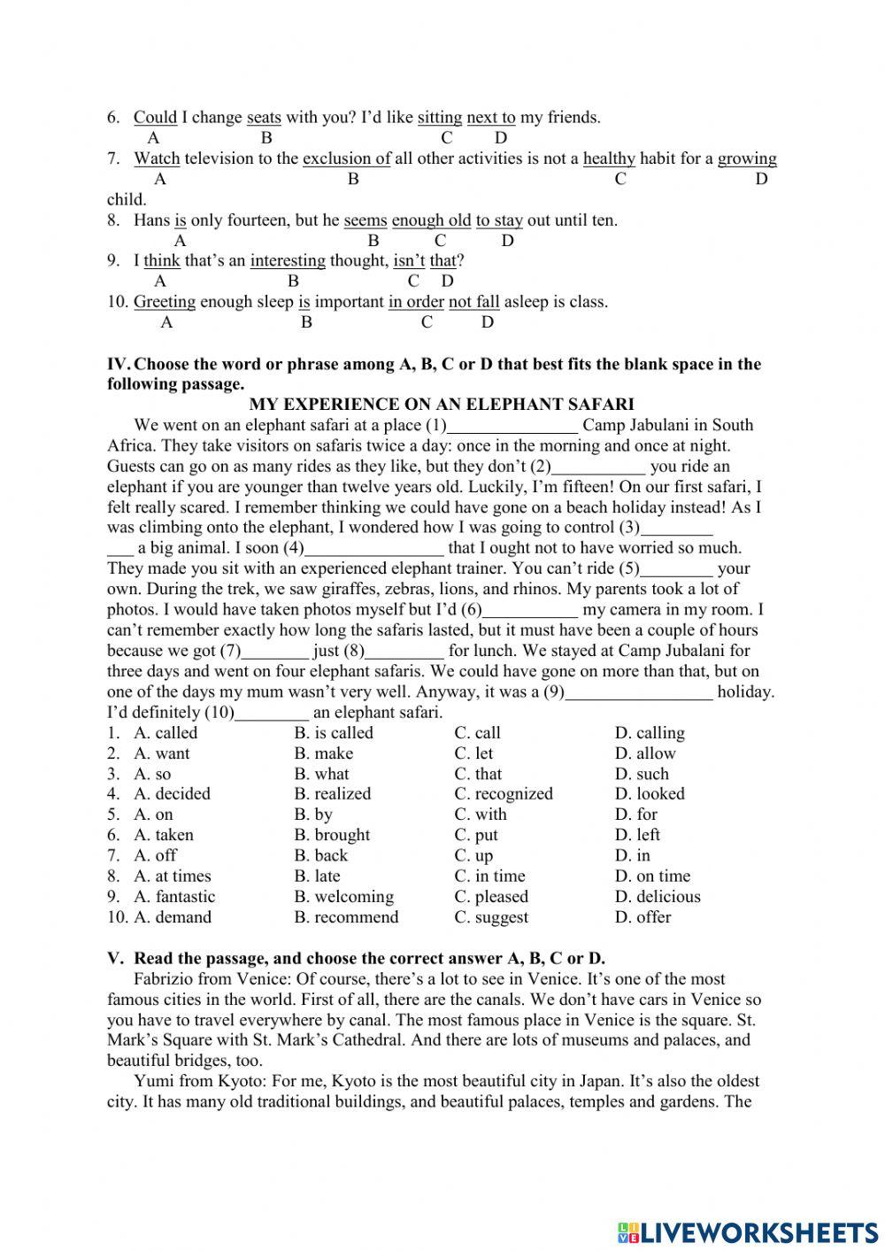 English 9 Unit 8 Test 2
