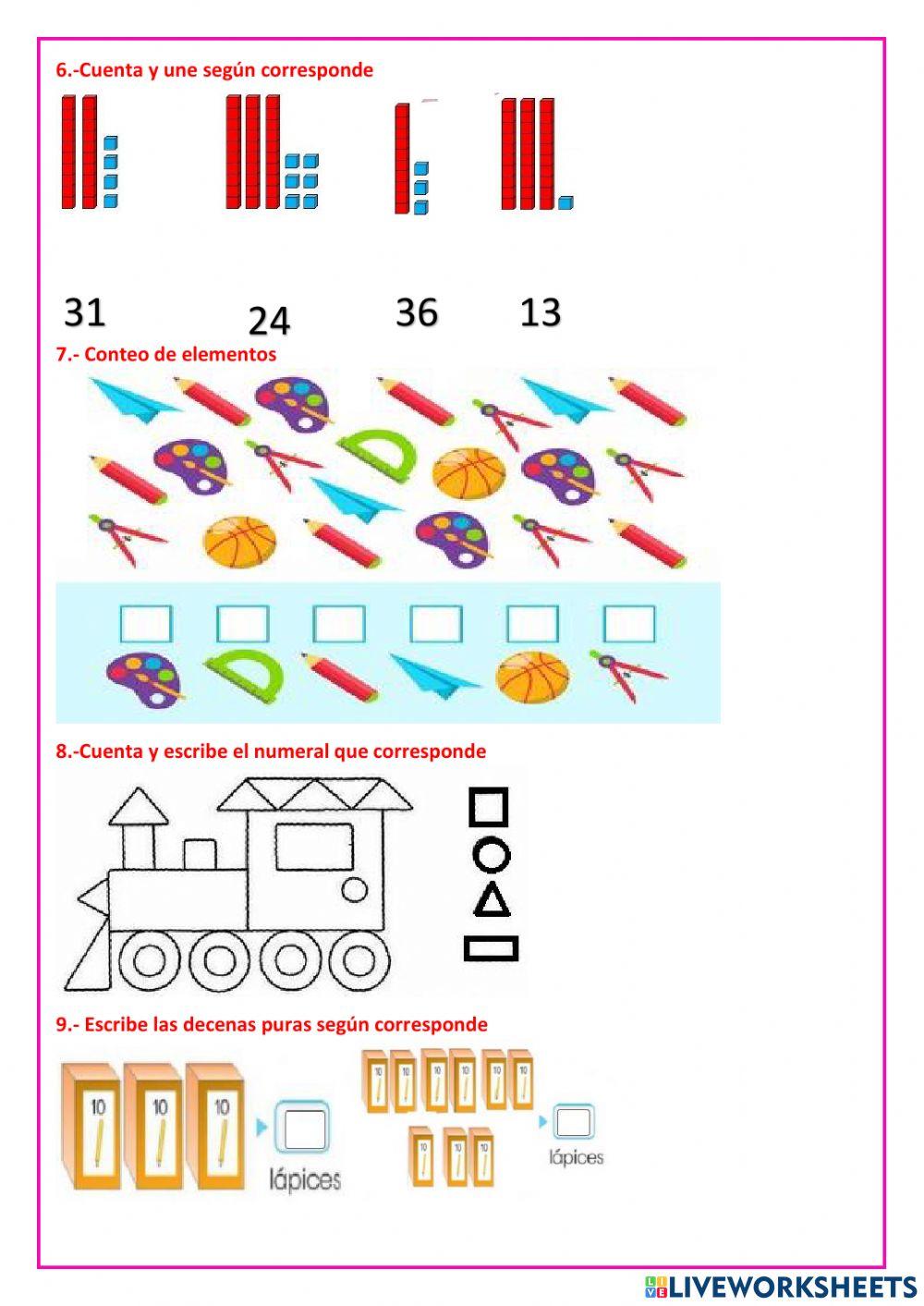 Evaluación de números hasta el 99