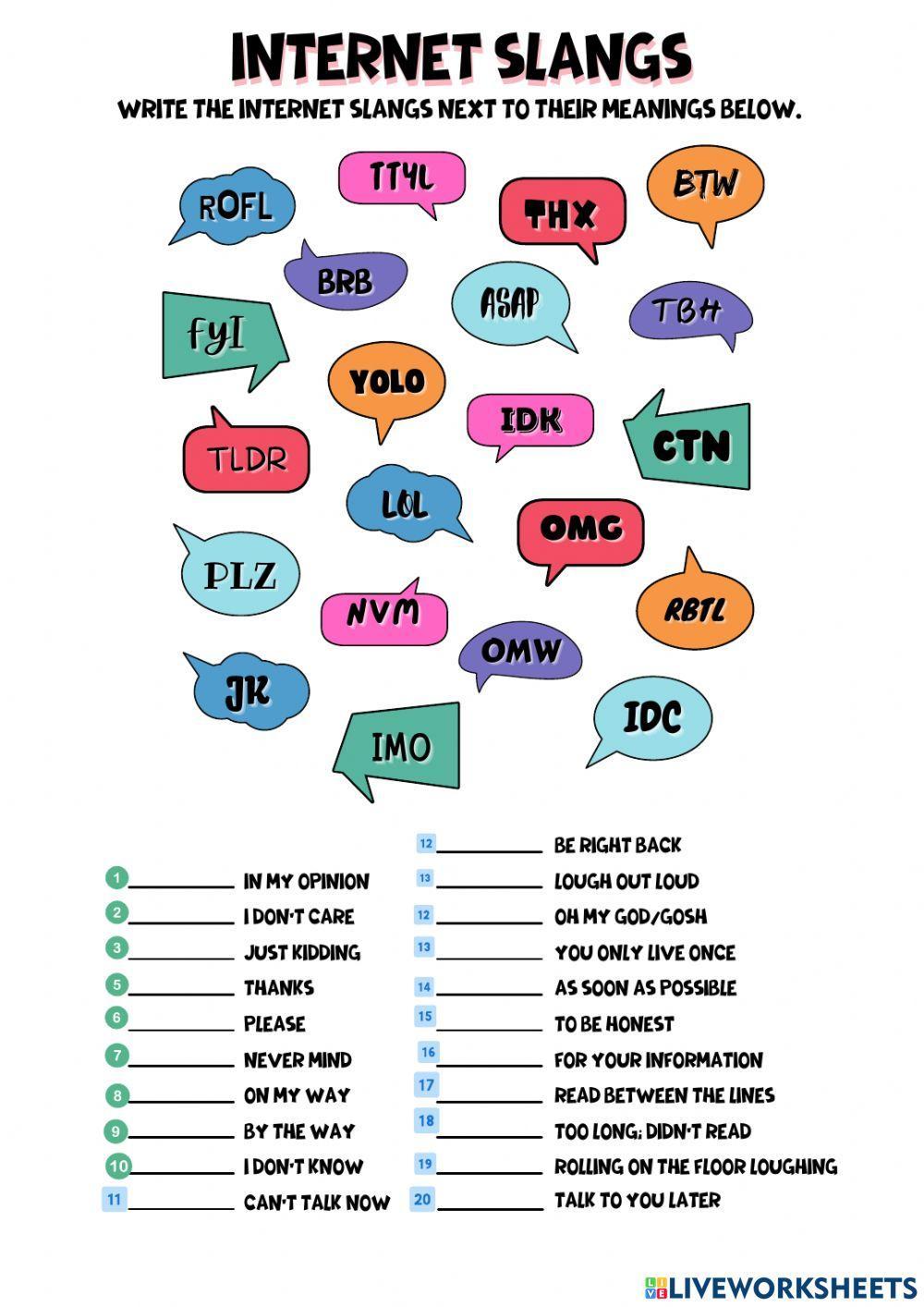 Popular Internet Slang  Slang words, Xoxo meaning, Esl vocabulary
