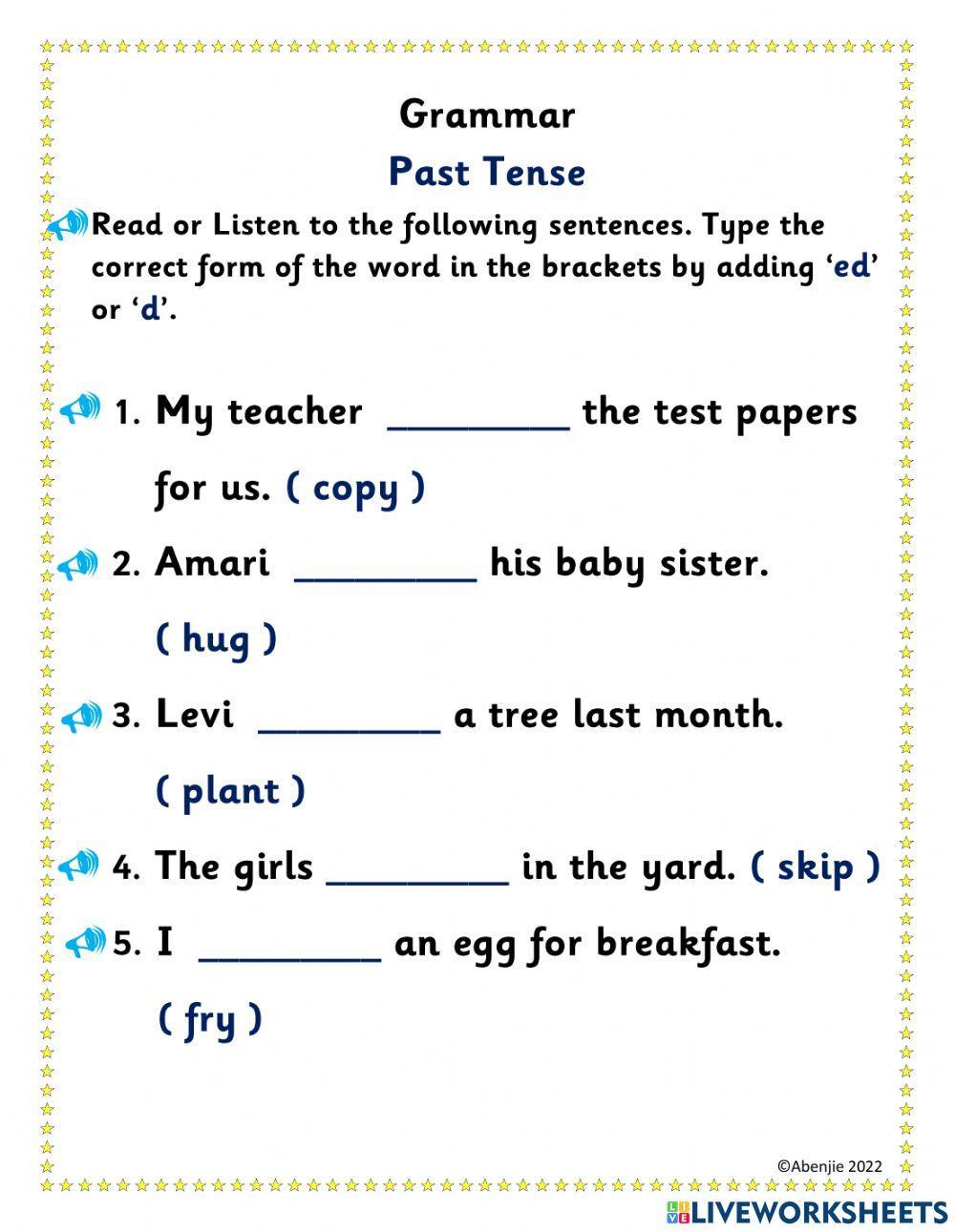 Past Tense Past Tense