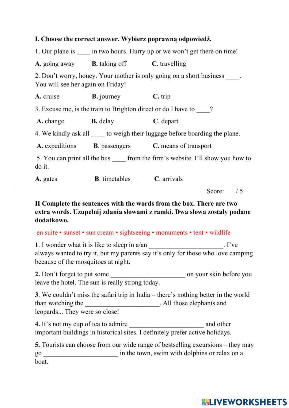 Travelling and tourism