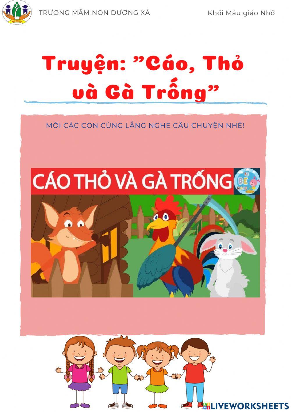 Truyện: Cáo, Thỏ và gà trống