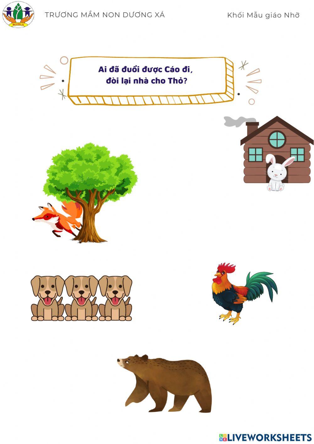 Truyện: Cáo, Thỏ và gà trống