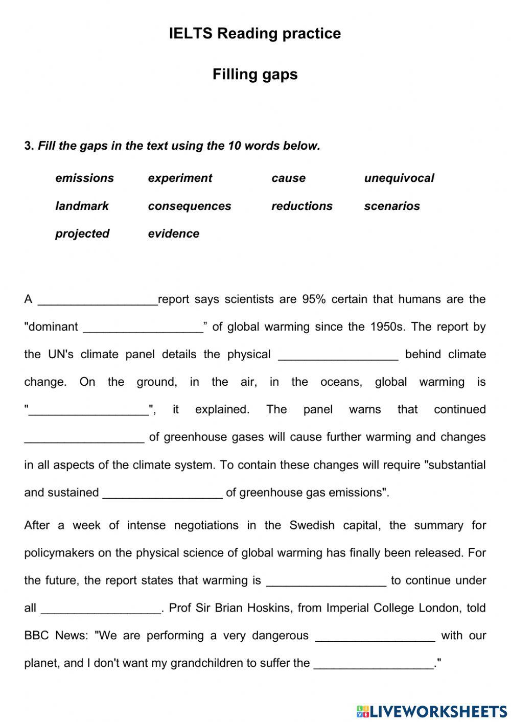 IELTS Reading - Gap Filling 3