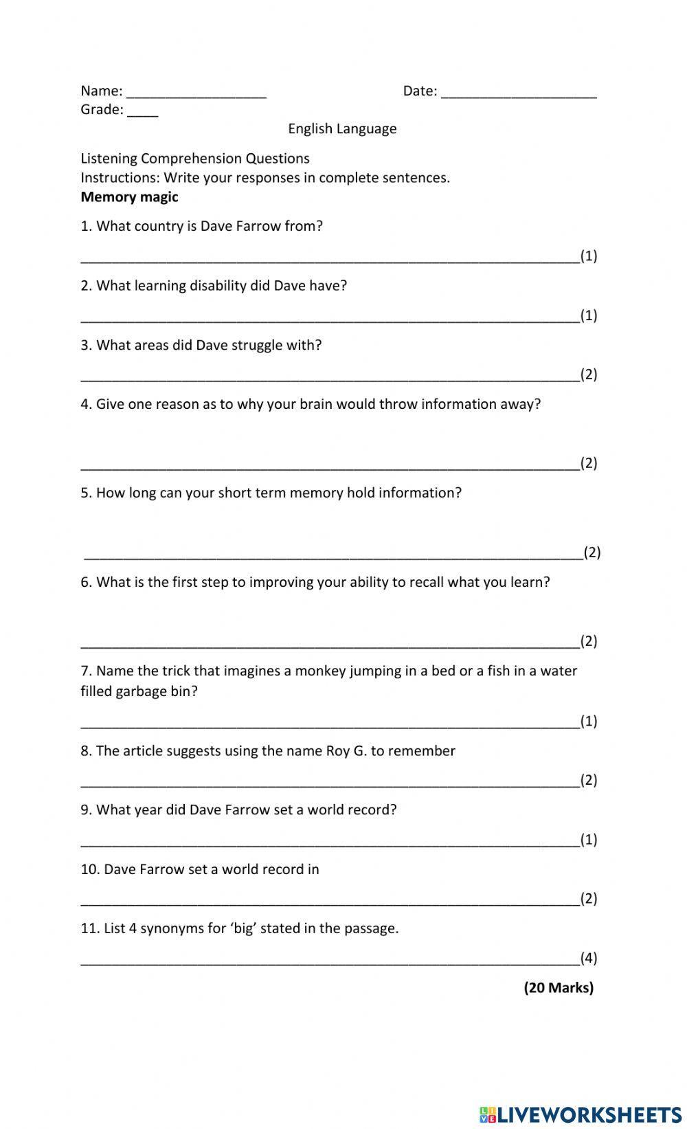 Listening Comprehension