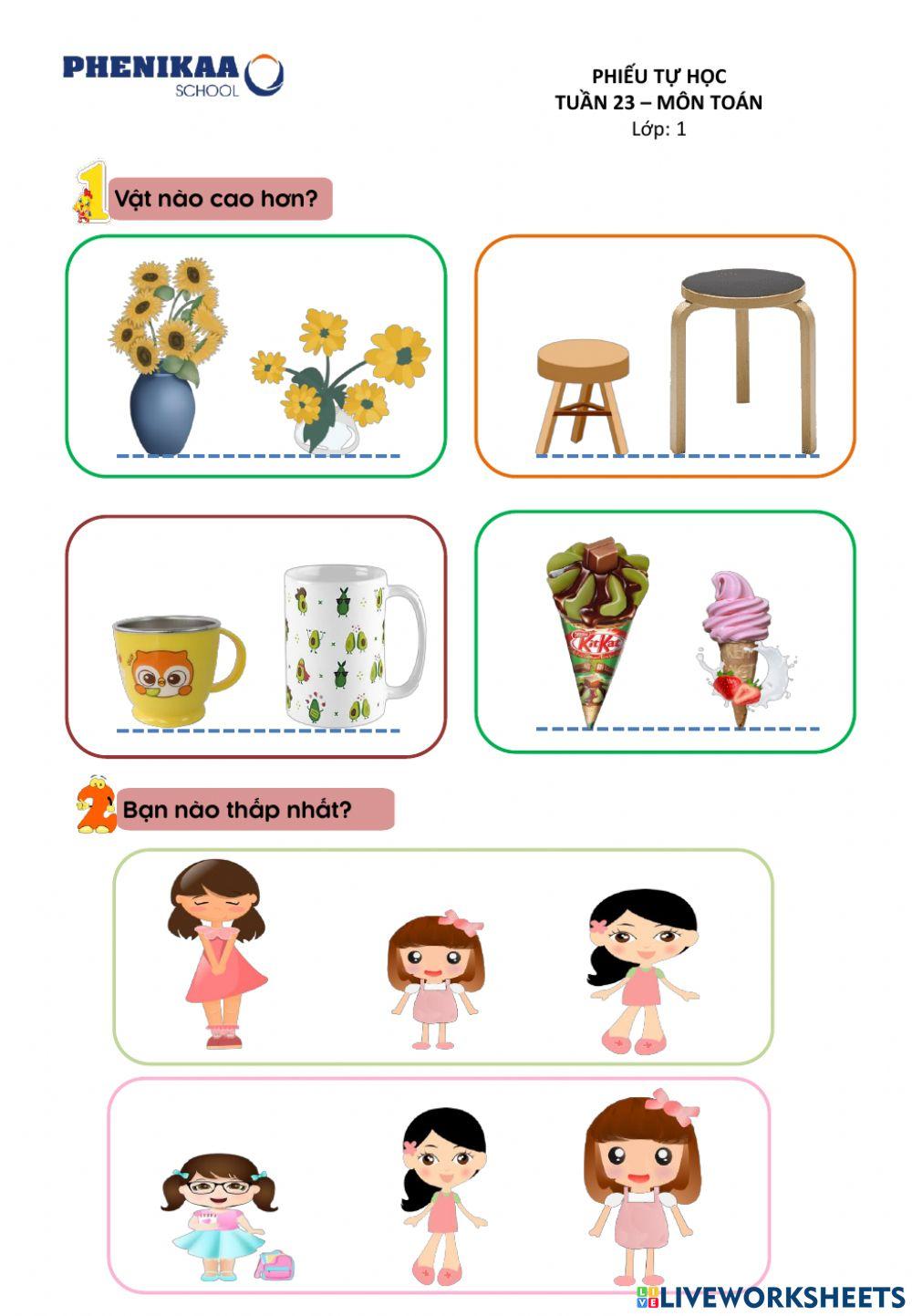 Phiếu cuối tuần 23 môn Toán