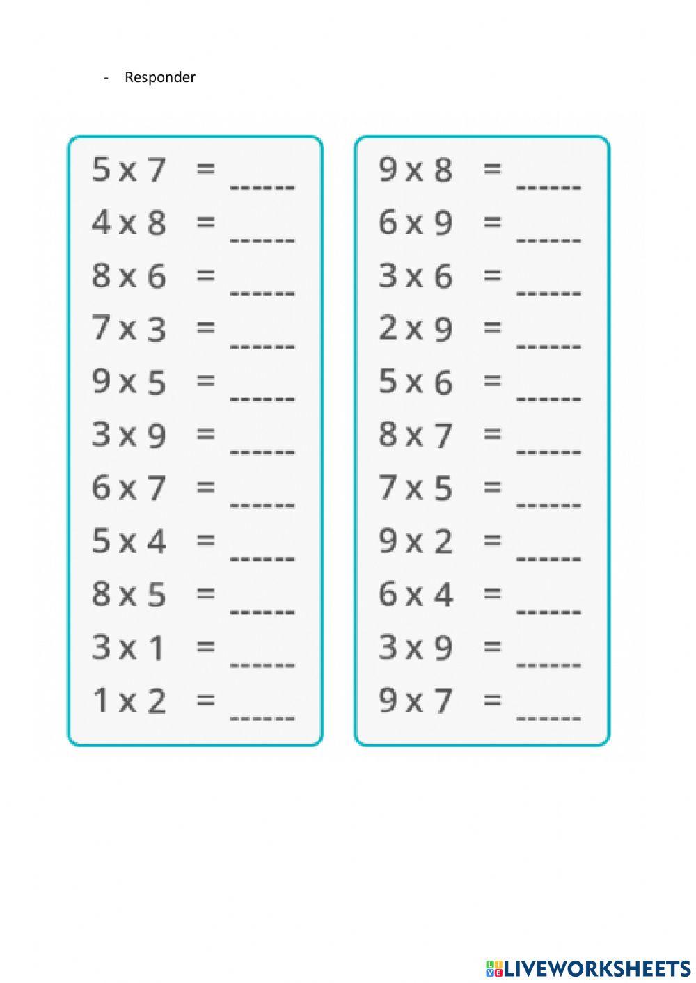 Tablas de multiplicar