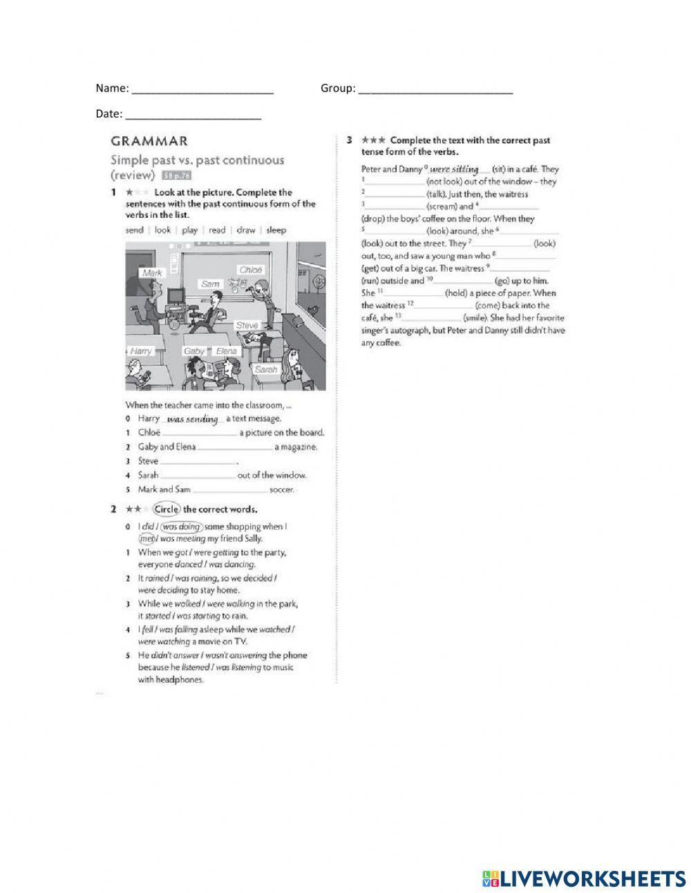 Past Simple and Past Continuous Homework