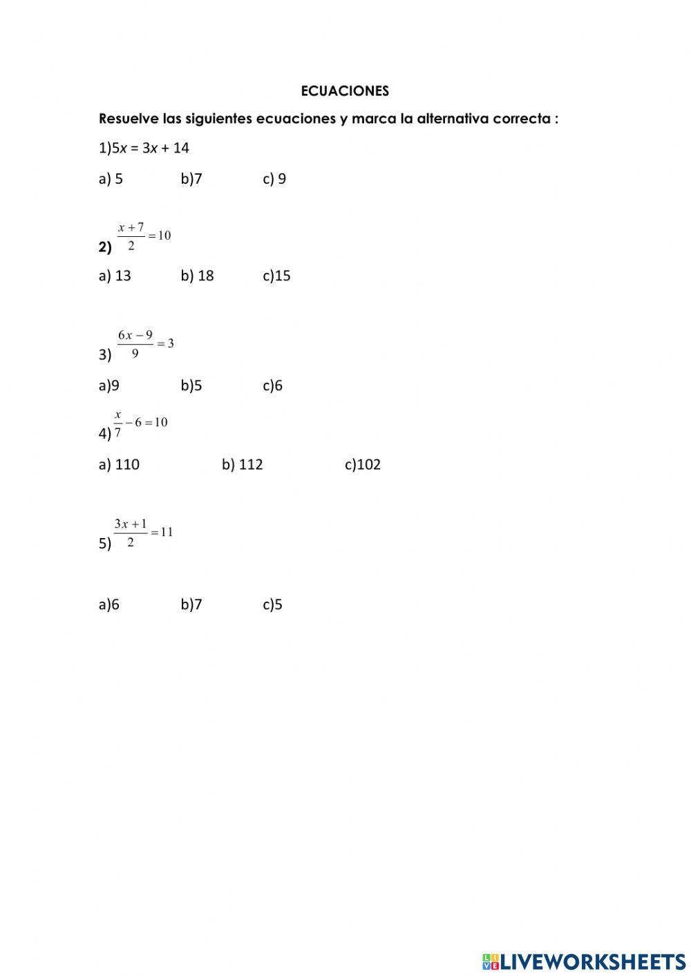 Ecuaciones de primer grado