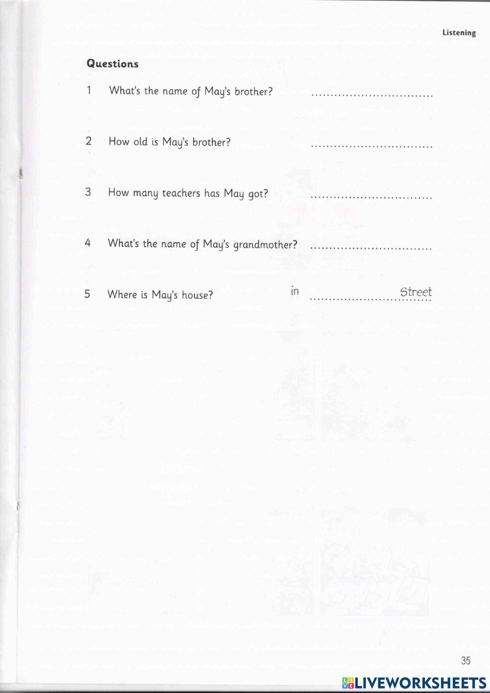 Starters Practice Listening Test 3