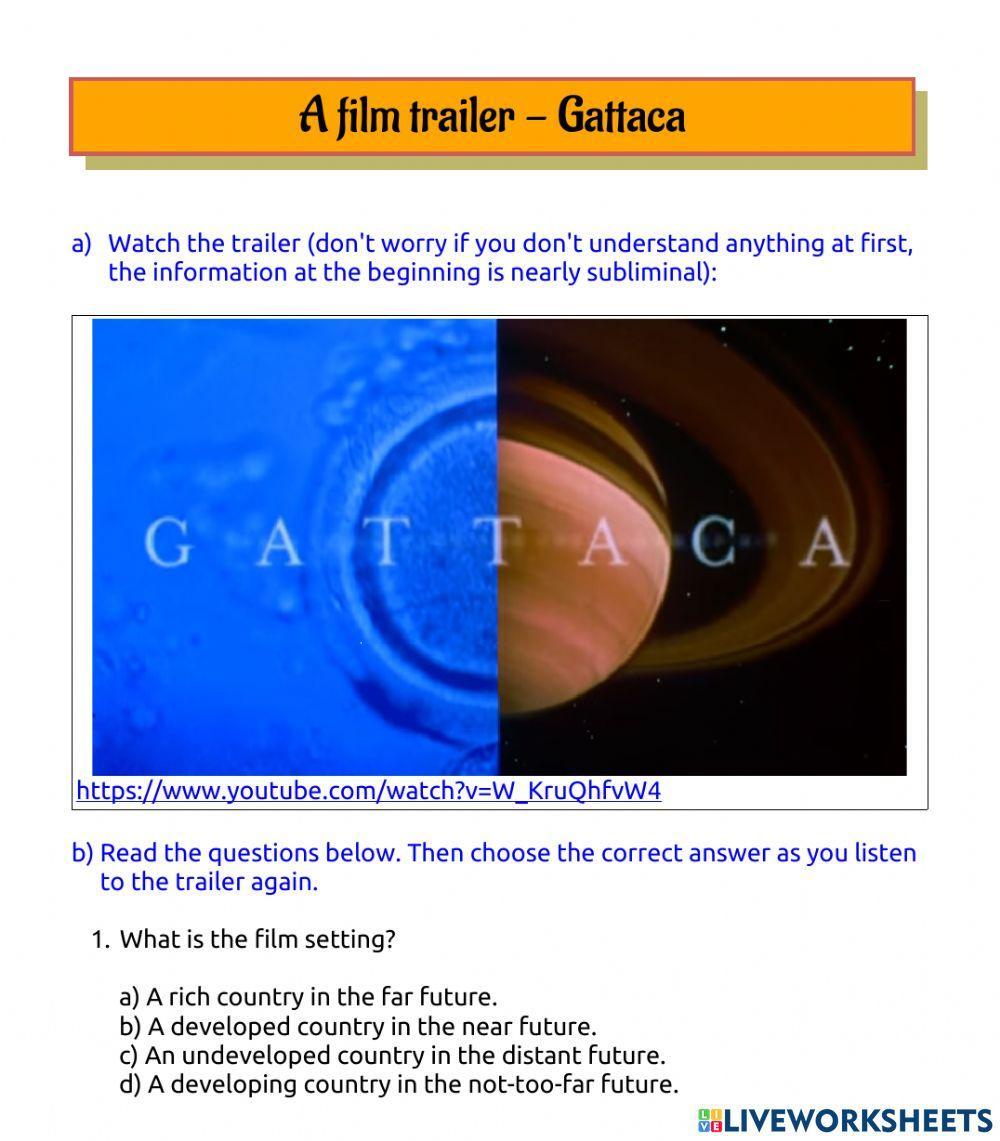 Gattaca film … Free Interactive Worksheets 1882935