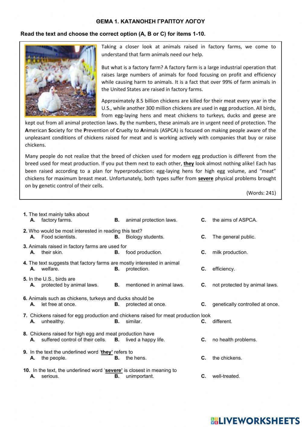 Τράπεζα Θεμάτων-Α' Λυκείου-Αγγλικά-13899-Animal rights