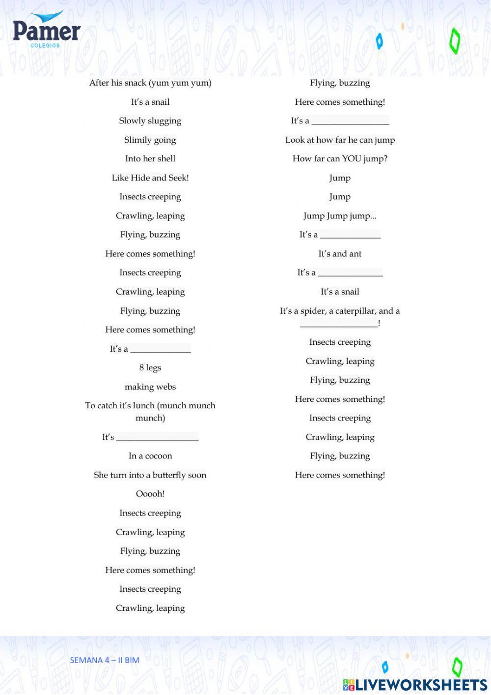 SAL-SEM4-2.º grado-ING-II BIM-BUGS SONG