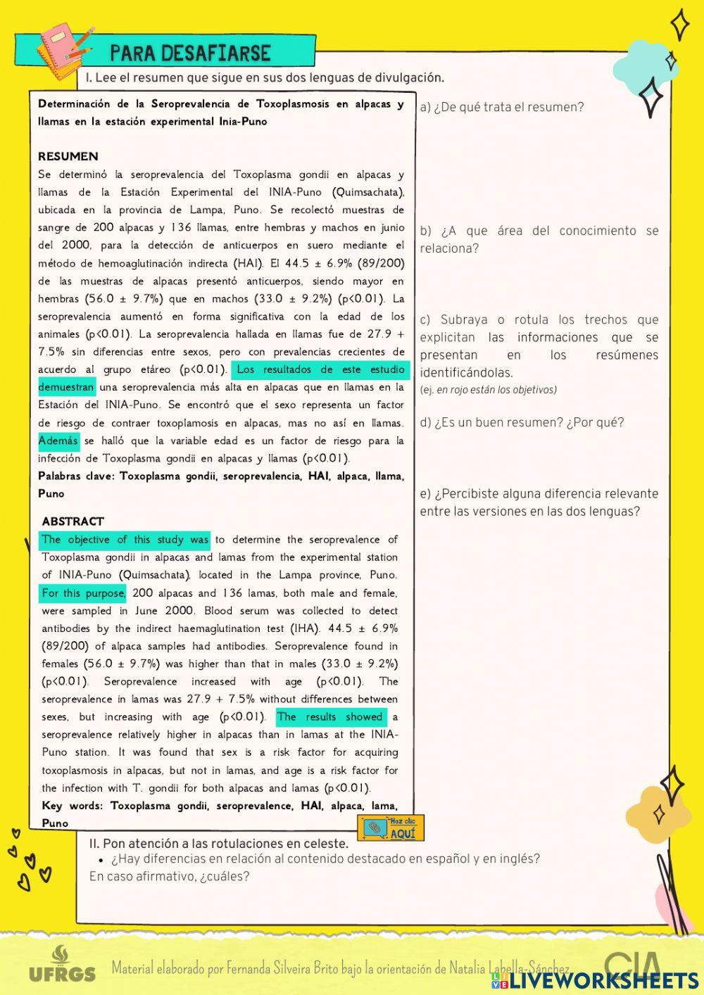 Reto de lectura de resumen y abstract