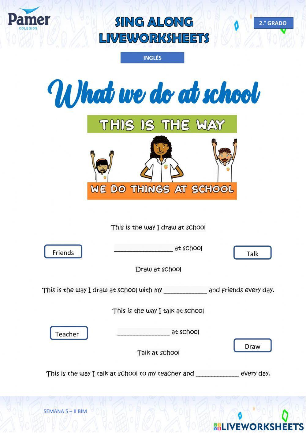 SAL-SEM5-2.º grado-ING-II BIM-WHAT WE DO AT SCHOOL