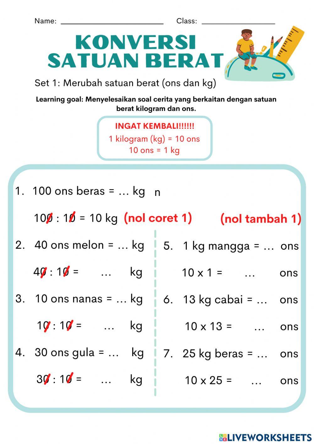 Pendalaman Satuan Berat Worksheet Live Worksheets 1282