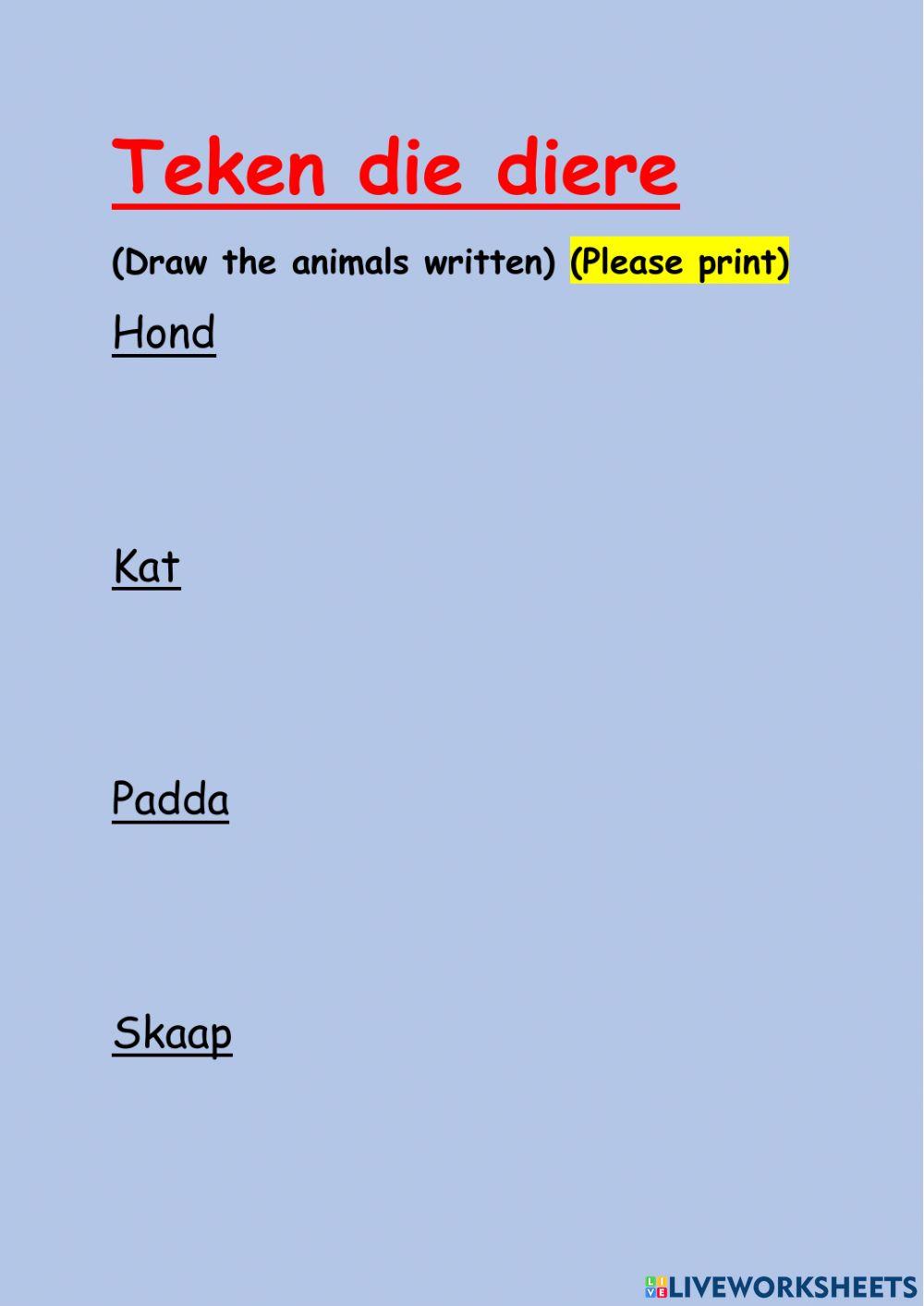 Afrikaans Gr 1 Drawing worksheet 1805