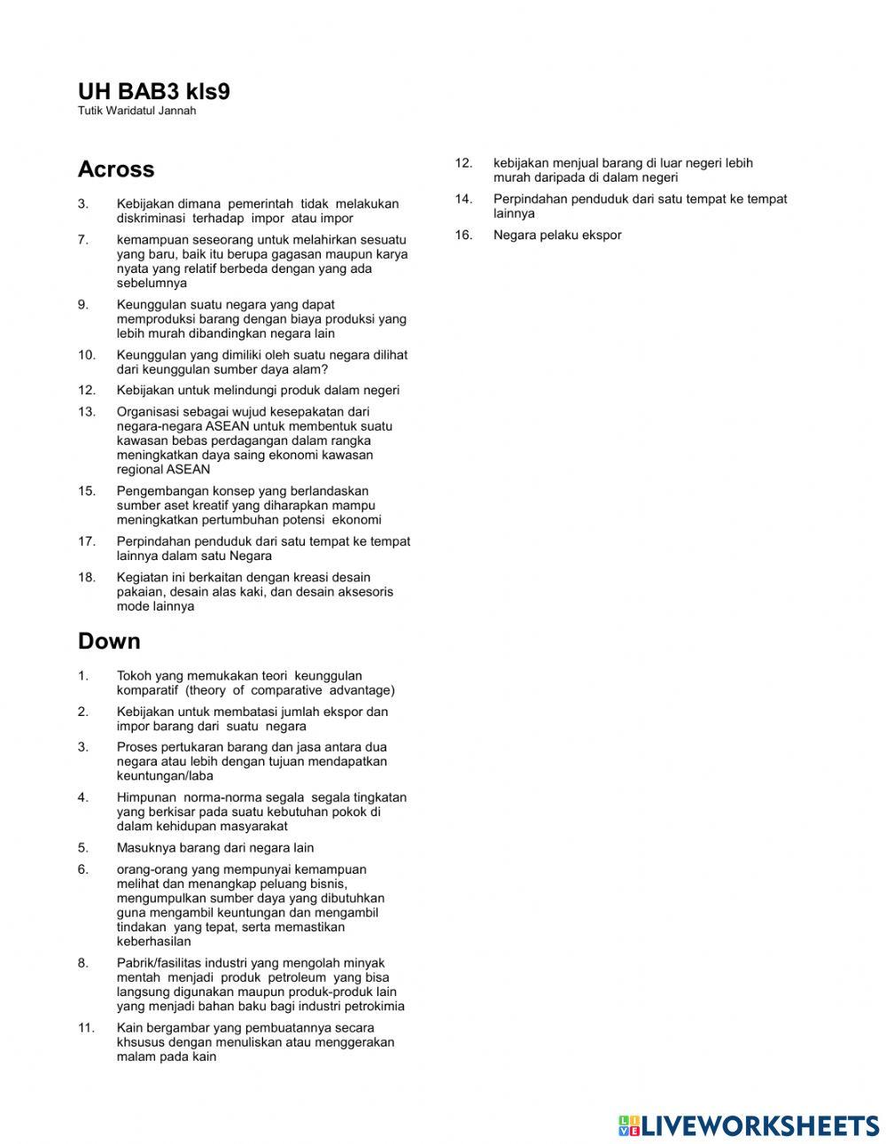 Ulangan Harian IPS Bab 3