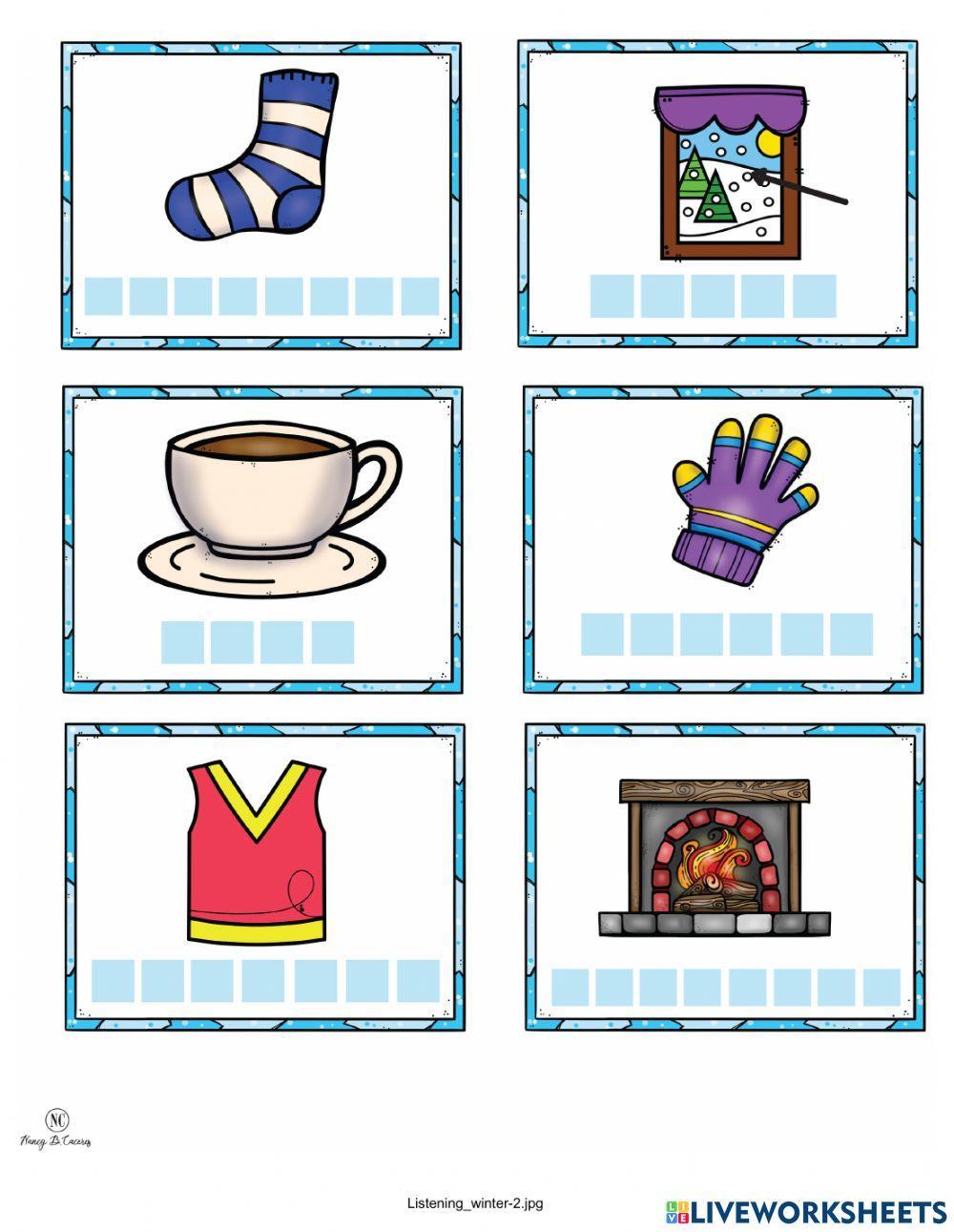 Winter items in Spanish