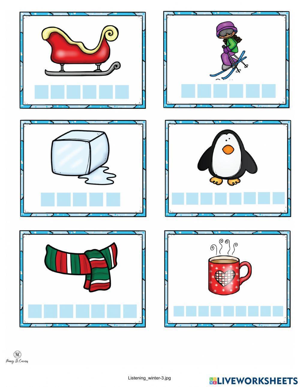 Winter items in Spanish