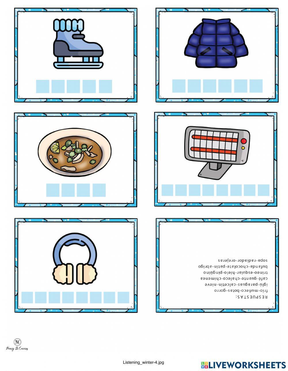Winter items in Spanish
