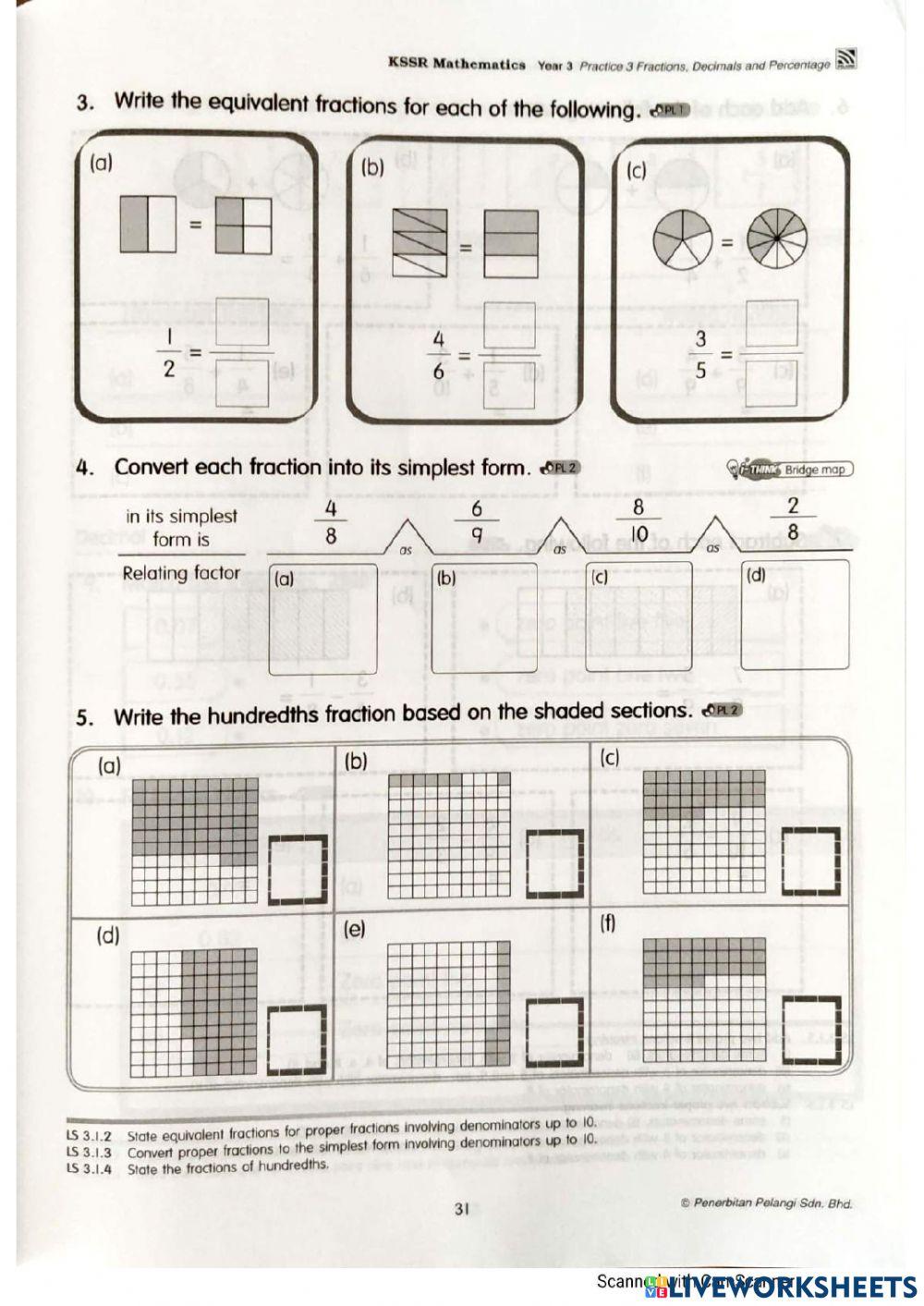 Fraction, Decimals, Percentage 