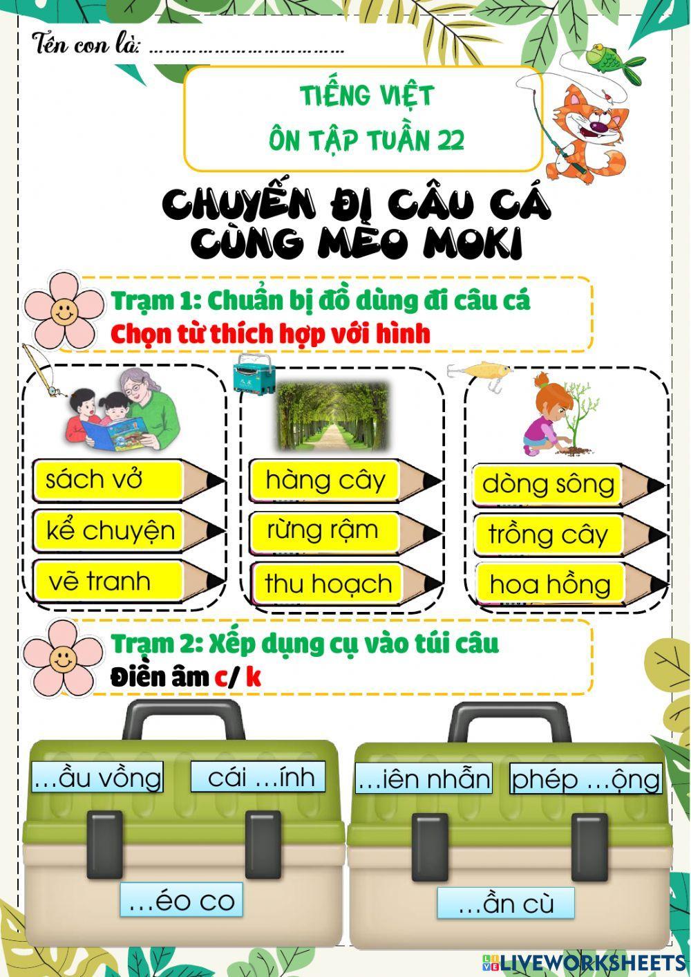Phiếu ôn tập tuần 22