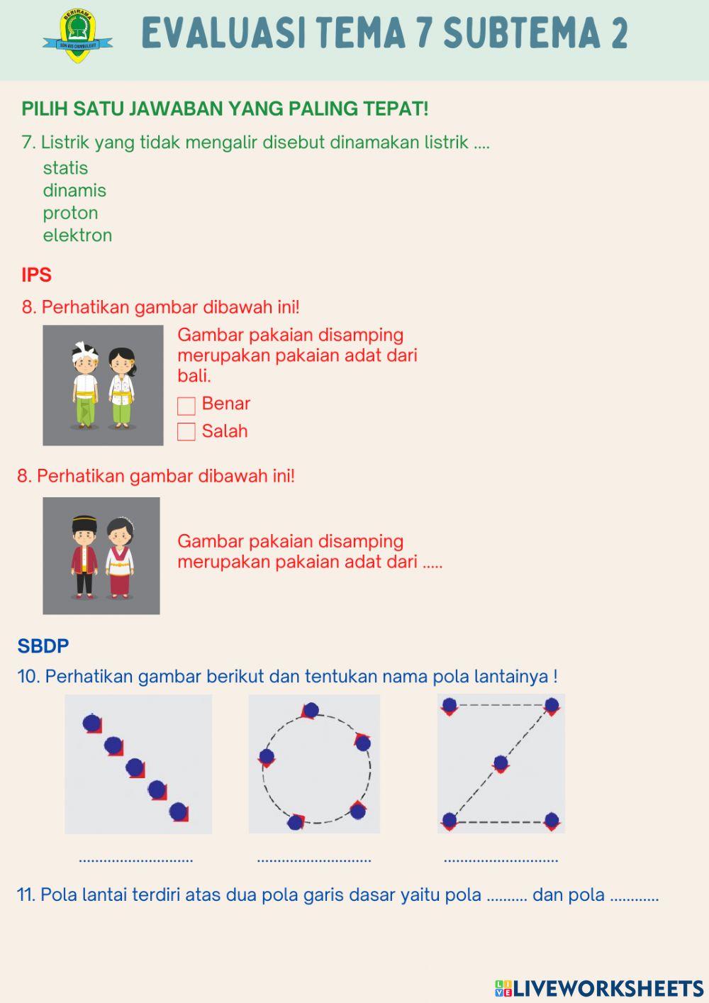 Evaluasi Tema 2 Subtema 2