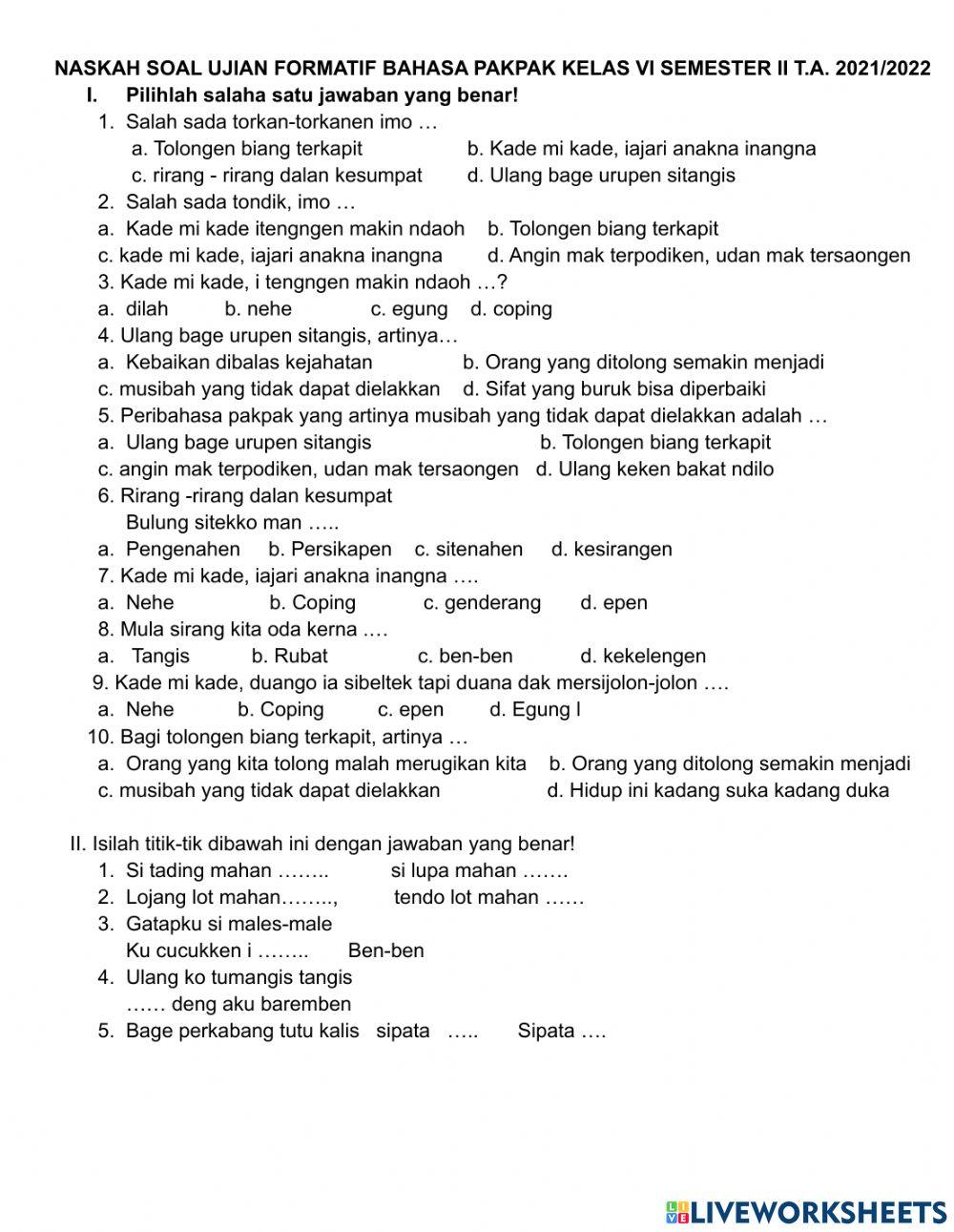 Ujian bahasa pakpak
