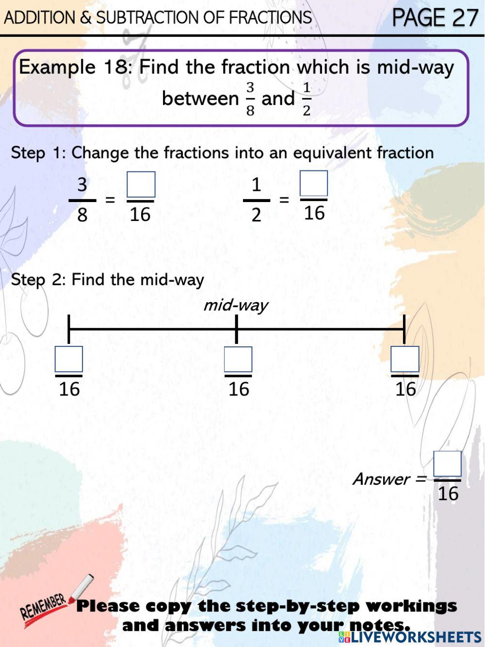 Addition and subtraction of fractions
