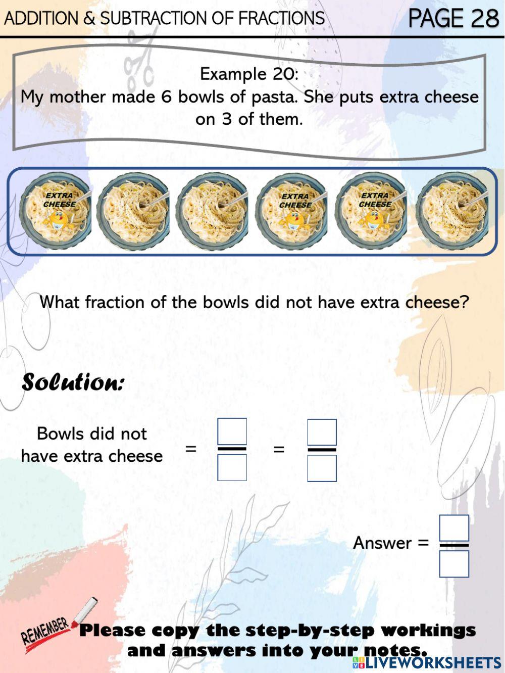 Addition and subtraction of fractions