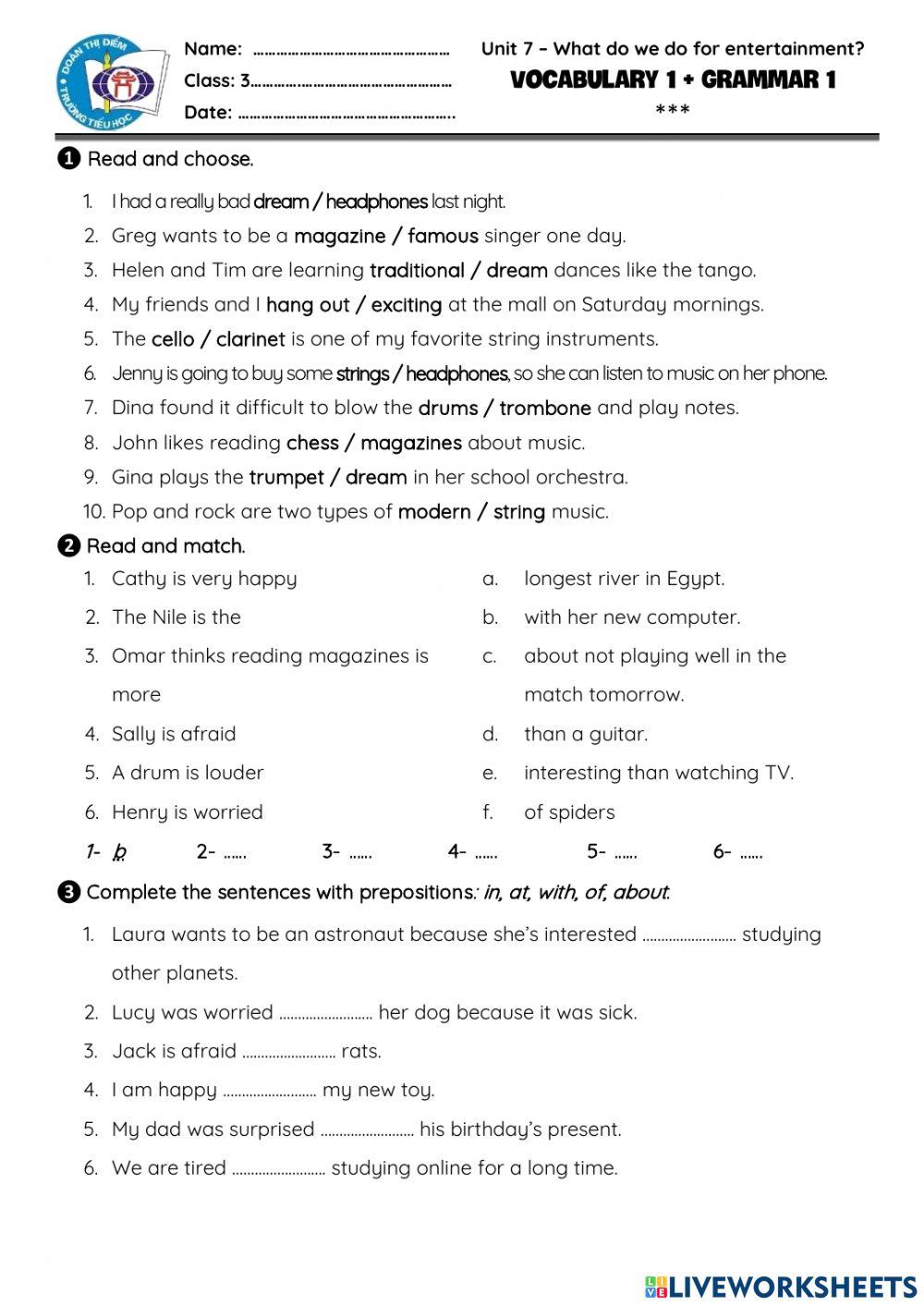 G3-Unit7 vocab 1+ Grammar 1