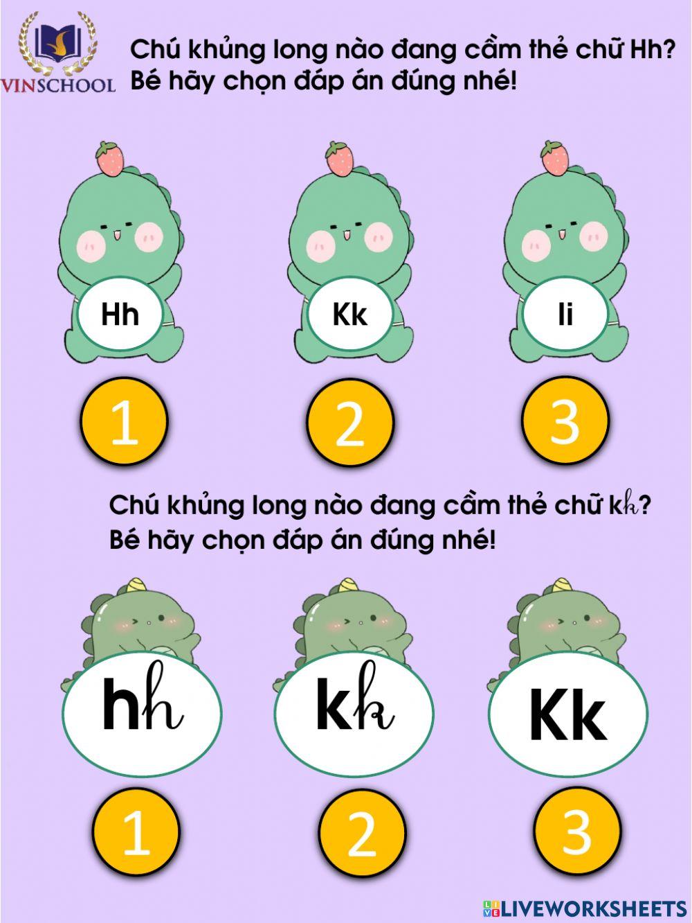Ôn tập chữ cái h, k