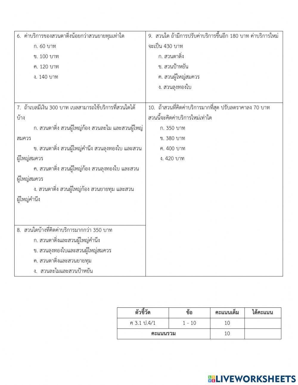 แบบฝึกหัดท้ายบท เลข p4 นำเสนอข้อมูล เทอม 2