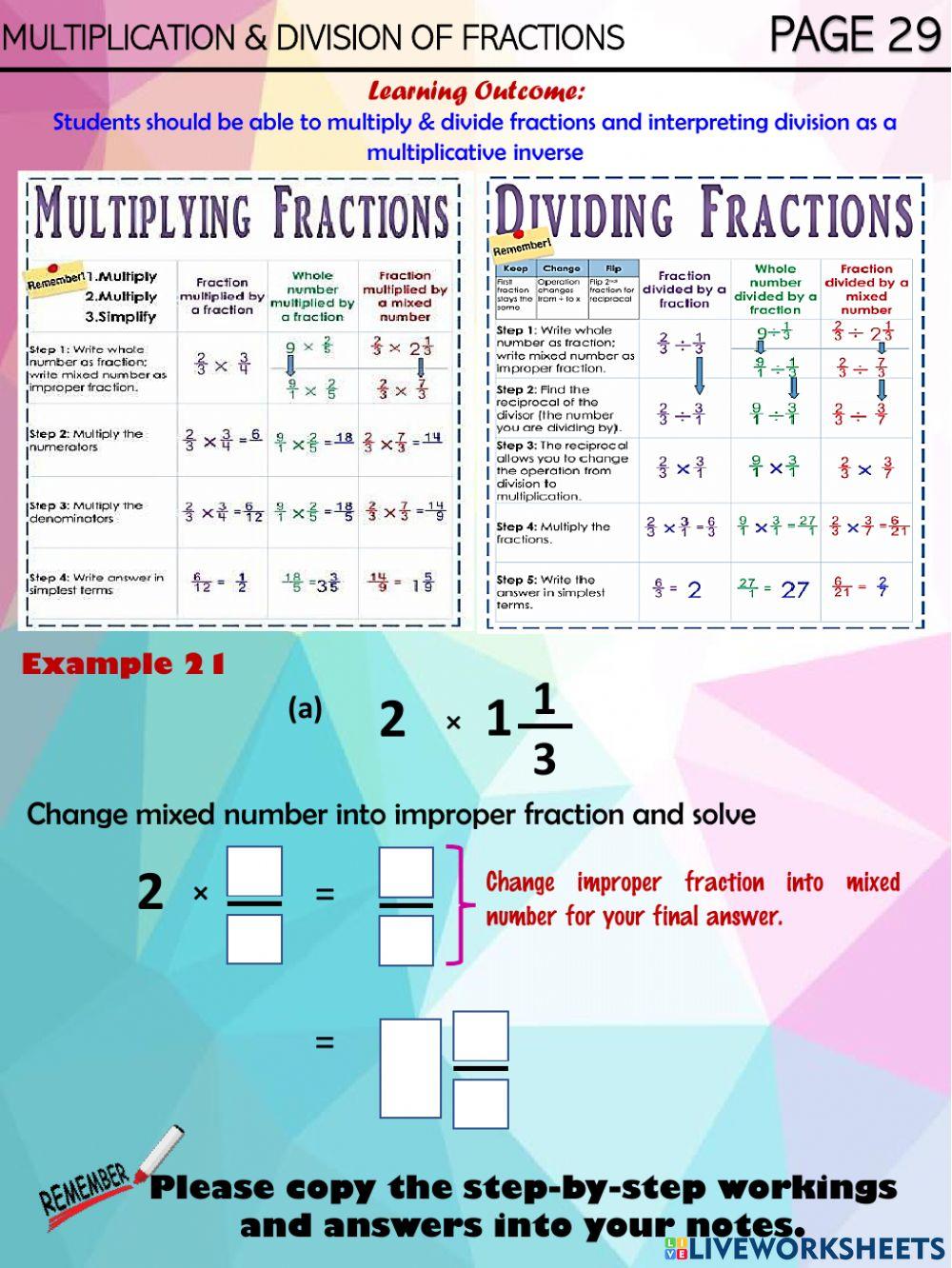 Multiplication and division of fraction