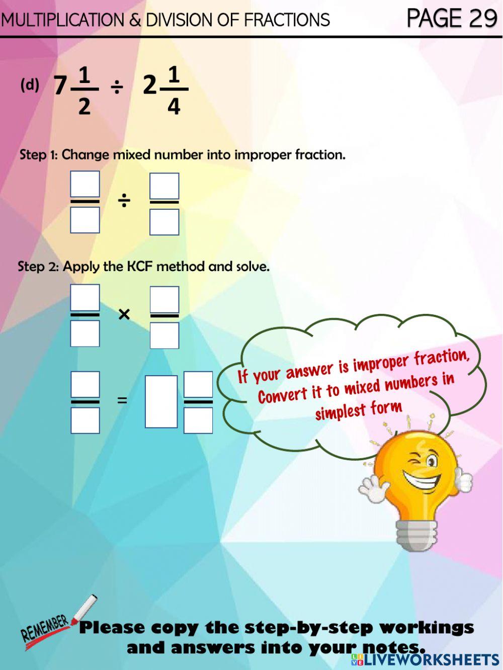 Multiplication and division of fraction